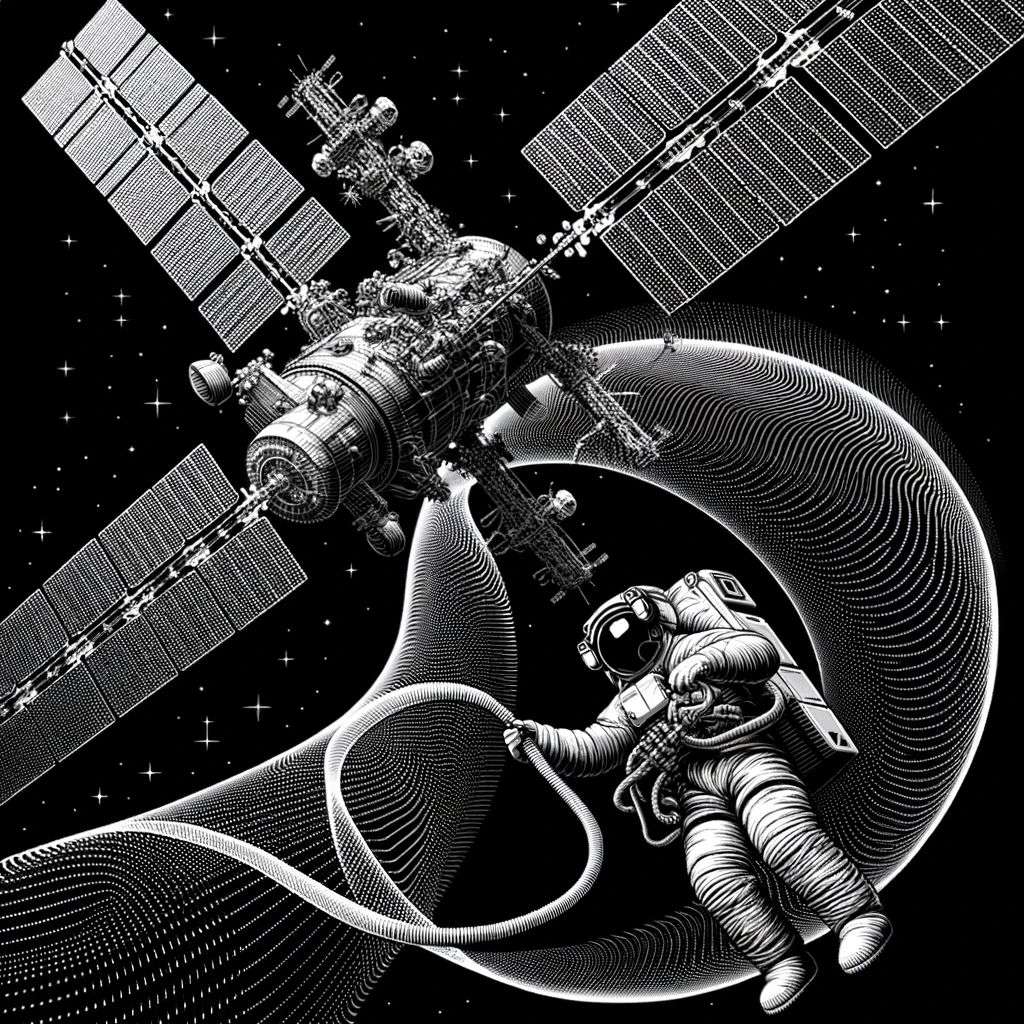 a detailed image of an astronaut, created by using Fourier series